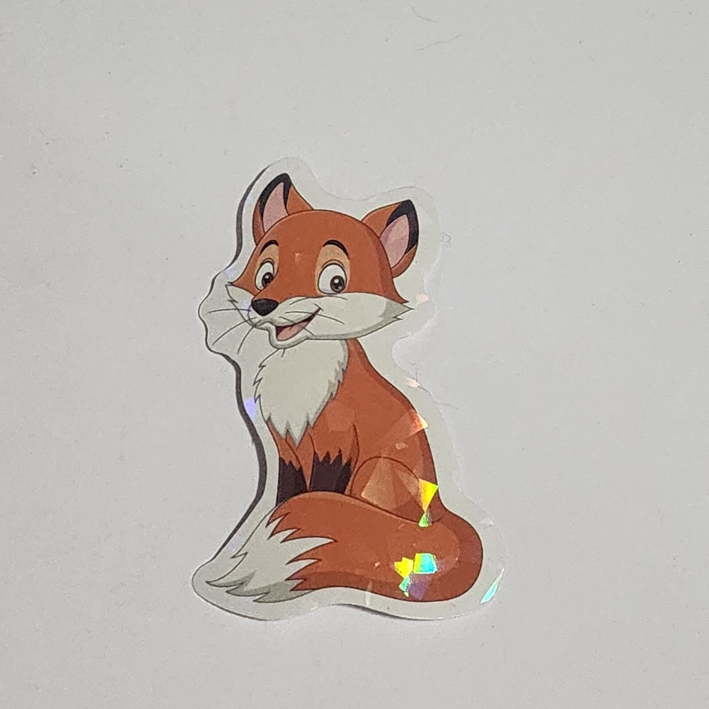 Red White Fox Cartoon Sticker Decal Shiny Holographic 2.5 Inch New